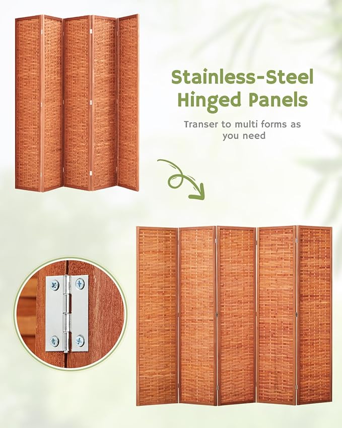 JOSTYLE 6ft Folding Privacy Screens 5-Panel Freestanding Room Dividers