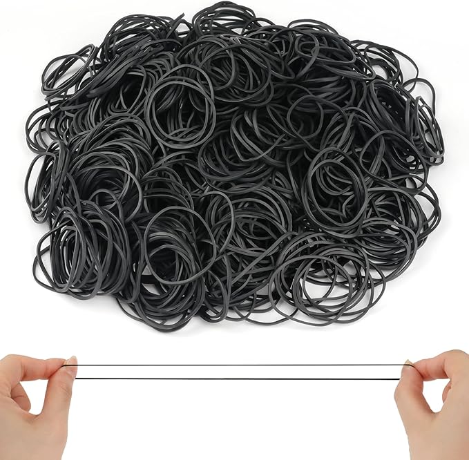 MOWPOG 700 Pcs Rubber Bands, Size #16 Reusable Elastic Rubber Band for Office Supplies File Folders, Home Packaging, Crafts DIY Bundling, Multipurpose (Black)