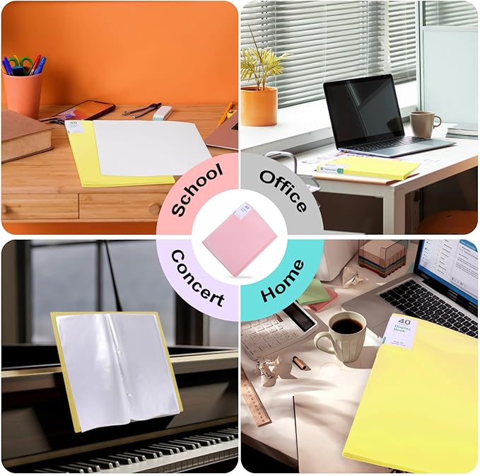 Phyxin Portfolio Binder, 60-Pocket Portfolio Folder 8.5" x 11", Displaying 120 Page Binder with Plastic Sleeves, Plastic Folders for Women & Men, Students, Teachers, Yellow