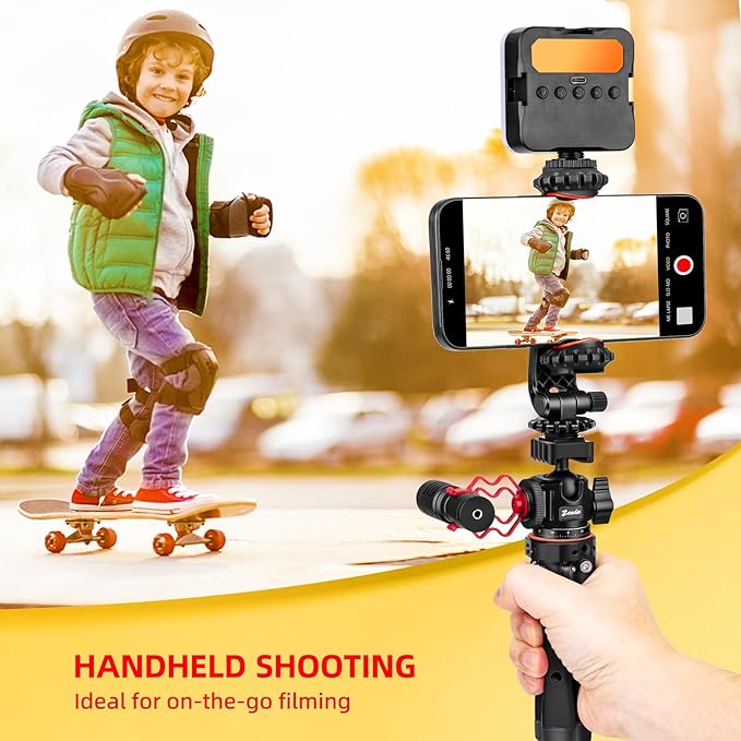 Zeadio Heavy Metal Tripod Kit: 1/4" Screw Adapter Tripod Mount for Travel | Recording | Vlog & Camera | iPhone Vlogging Kit & Camera Stand with 360° Ball Head