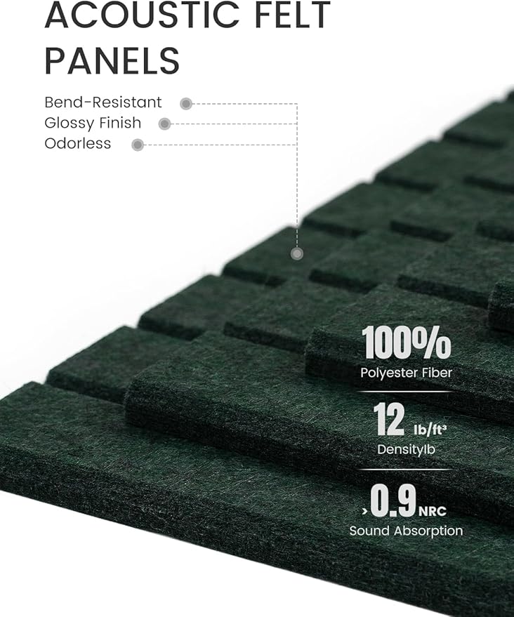 Fluxynara Large Felt Bulletin Board 36"x24" Cork Board Alternative - 6 Pack with 40 Safe Removable Adhesive Tabs, Cork Boards for Walls Cork Board for Home Office Classroom Pin Board- Pine Green
