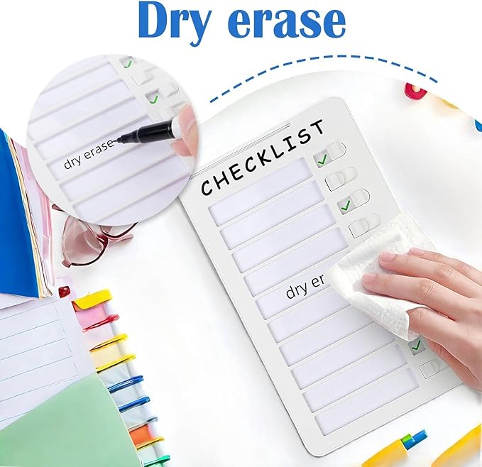 2pcs Dry Erase Chore Chart, Standable Whiteboard Checklist Board, Chore Chart for Kids Routine Chart with Two Markers (Standable)