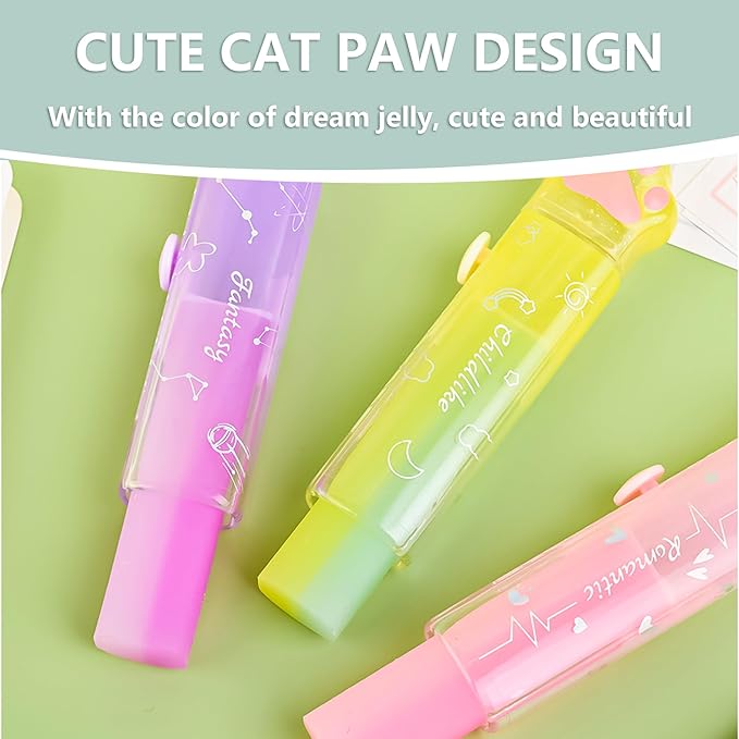 Daphilly Retractable Pencil Eraser, Cute Erasers,Gradient Jelly Eraser,Suitable for School Home Office Supplies (Gradient Jelly)