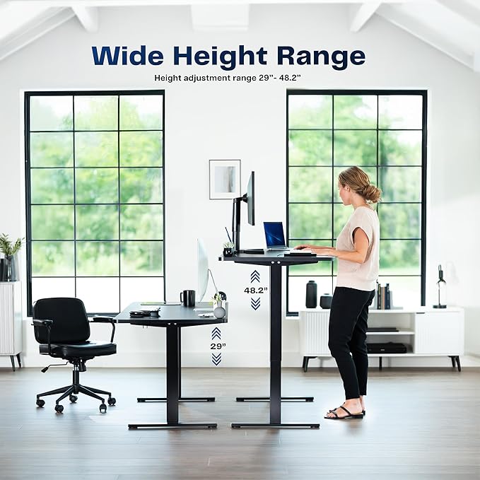 VIVO Electric 63 x 32 in Standing Desk, Memory Height Adjustment, 1B Series, Holds 220 lbs, Dark Gray Top Gray Frame, DESK-KIT-1G1G