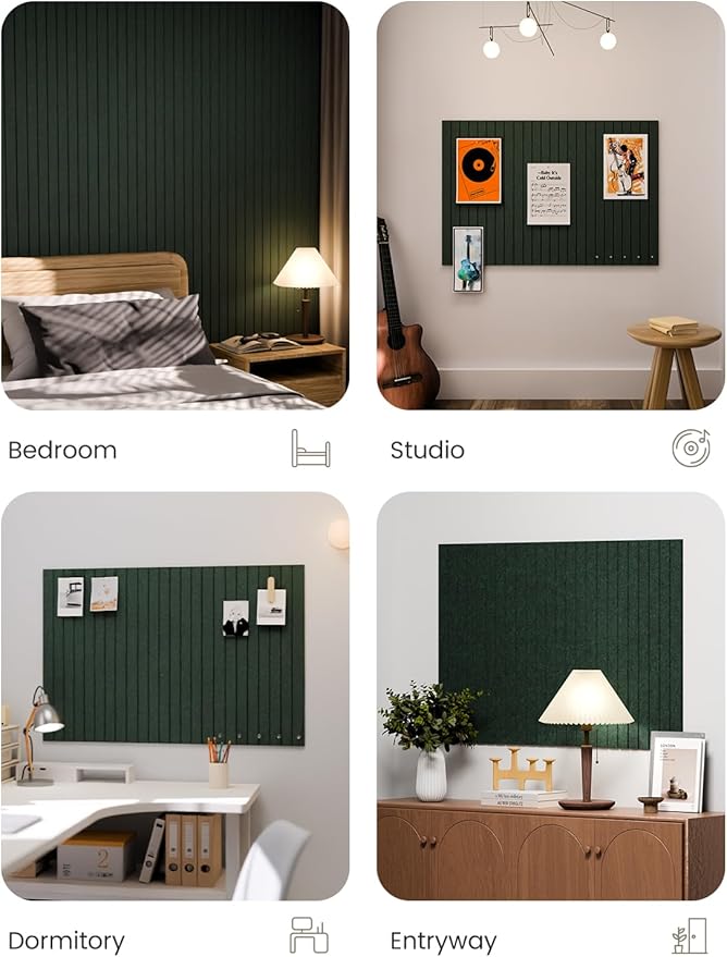 Fluxynara Large Felt Bulletin Board 36"x24" Cork Board Alternative - 6 Pack with 40 Safe Removable Adhesive Tabs, Cork Boards for Walls Cork Board for Home Office Classroom Pin Board- Pine Green