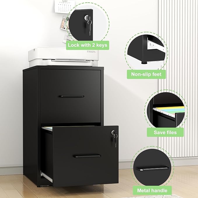 OPTYMIRA Metal File Cabinet with Drawer Heavy Duty Home Office Steel Vertical Filing Lockable Cabinets for Legal/Letter Size,Assembly Required