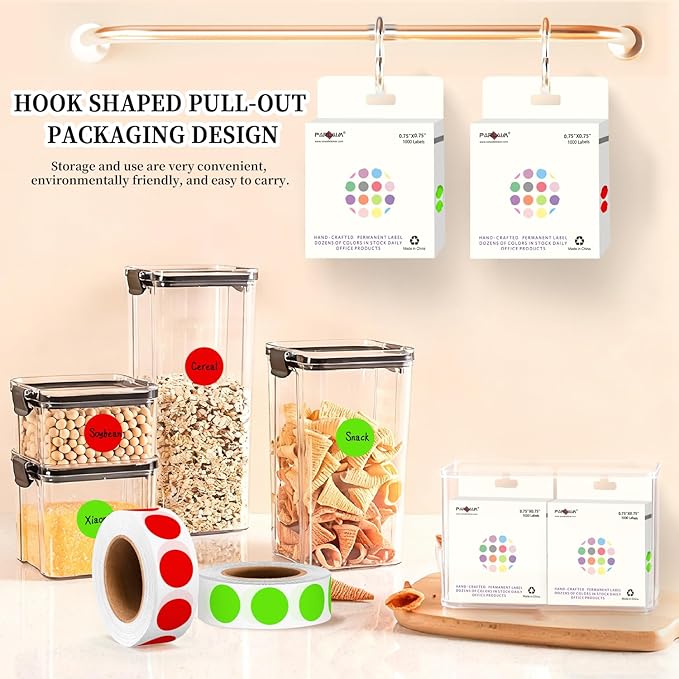 PARLAIM 2 Rolls 2000PCS 3/4" Round Circle Color-Code Dot Stickers,2 Color Style Colorful Coding Label Sticker for Home Office Classroom(Red+Light Green)