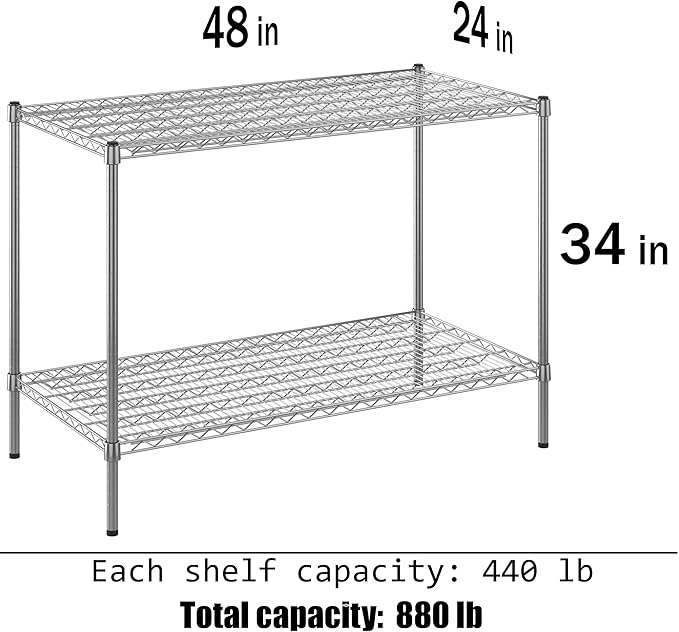Regal Altair 24" Deep x 48" Wide x 34" Height Wire Shelving Kit | 2-Tier | NSF Commercial Storage Rack Unit