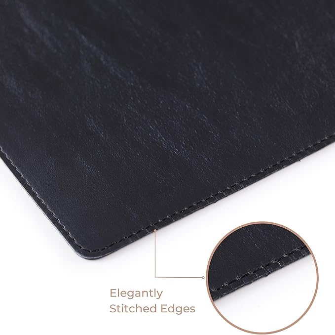 Node Leather - Genuine Leather Desk Pad - Executive Real Leather Desk Mat - Rustic Black (18.75" x 35.75")