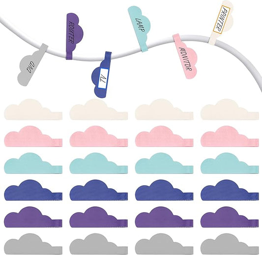 Nearockle 24Pcs Cable Labels for Organizing Wires and Identification, Upgraded Large Size Cord Labels for Electronics Cable Management, Write on Cord Tags-Multicolor