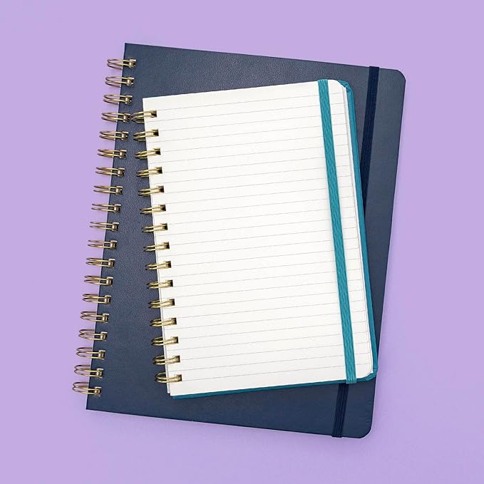 PAPERAGE Lined Spiral Journal Notebook, (Navy), 160 Pages, Large B5 Hardcover Journal for Women & Men, 10 in x 8.15 in - 100 GSM, Thick Paper, Spiral Notebook for Work, School & Journaling