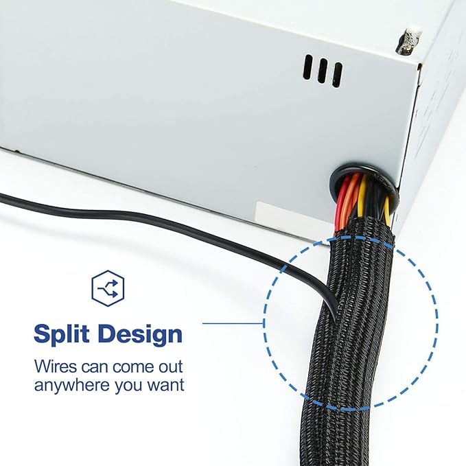 10ft *2pcs - 1/2 inch Cord Protector Wire Loom Tubing Cable Sleeve Split Sleeving for USB Cable Power Cord Audio Video Cable – Protect Cat from Chewing Cords - White(White, 10ft-1/2inch)