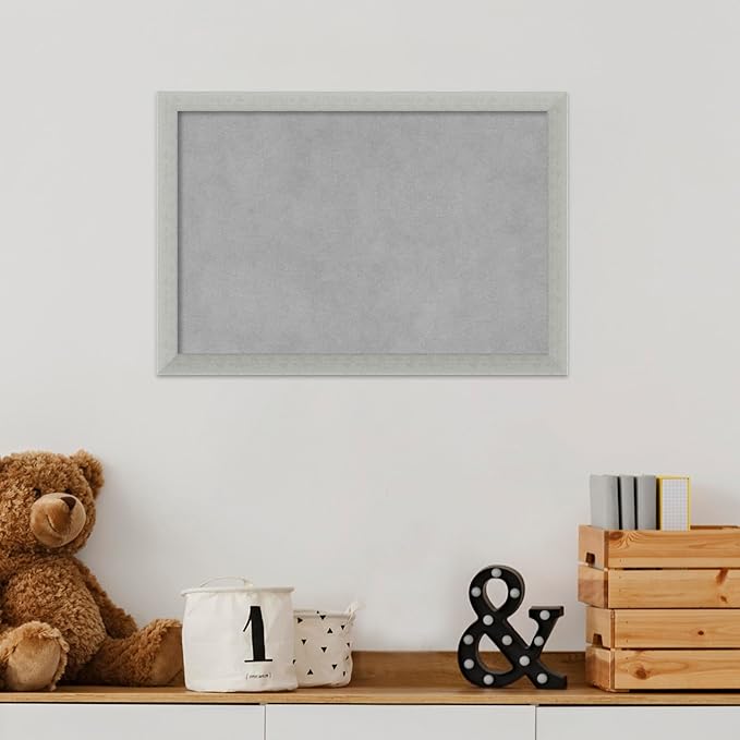 Amanti Art Silver Framed Magnetic Board 14x20 Small Vision Board for use with Magnets, 100% Metal Sheet to Display Items as Office Decor or for Home Organization in mudroom, Kitchen or Kids Room