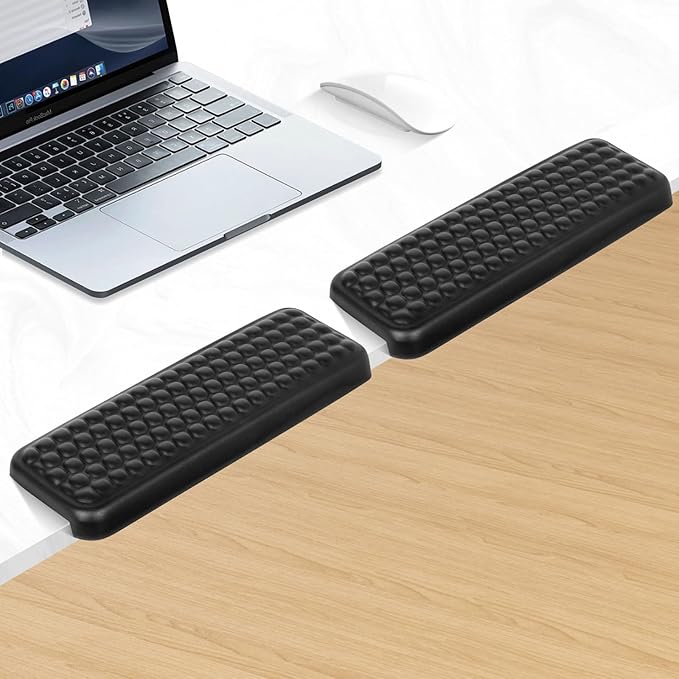 L-Shaped Desk EdgeRest, 2-Piece Set,Desk Elbow Pad, Ergonomic Design, Suitable for Desk and Table Edge, Memory Foam Material, Non-Slip and Wear-Resistant, Black Oval（Leather）