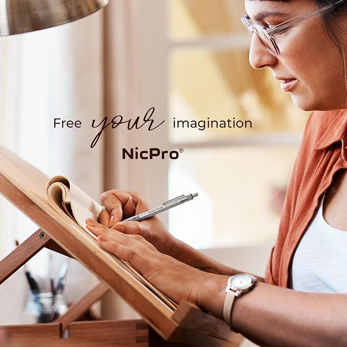 Nicpro Blocky Gear 0.3 mm Mechanical Pencils Set in Case, Metal Pencil with Lead Refills, Eraser for Professional & Adult Art Writing Drafting Drawing