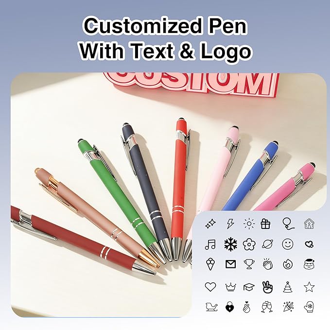 CRME Custom Pens Personalized Pen with Name Logo Engraved Metallic Customized Pen Wine Red Barrel Black Ink Click Pens Stylus Pens for Touch Screens Ideal for Graduation Journaling Office Writing