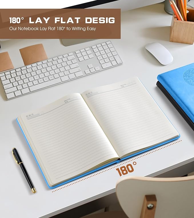 Biuwory Lined Journal Notebook for Women Men,256 Pages A4 Large Hardcover Leather Journals for Writing,Travel,Business,Work,School,College Ruled Notebooks for Note Taking, Diary Notepad 8.6"×11"