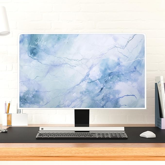 Baocicco Fashion Haze Blue Marble Screen TV Cover Cover 40, 41, 42，43 Inch Waterproof Full Body Covers for TV Display Screen Weatherproof Television Sleeve Compatible with Television LED LCD OLED TVs