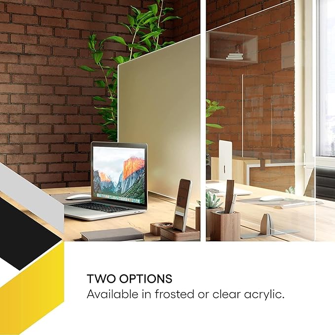 OBEX Acrylic Free Standing Screen, Divider for Desk Privacy Home & Office Partitions for Table Top Workstation, Portable Cubicle Panel for Work, 24" x 42", Clear