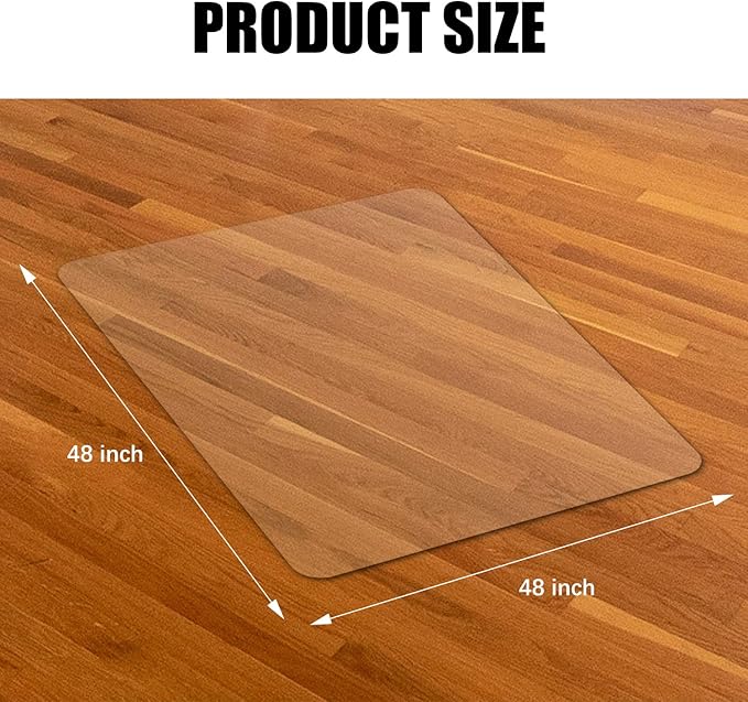 Kuyal Clear Chair mat for Hard Floors 48 x 48 inches Transparent Floor Mats Wood/Tile Protection Mat for Office & Home(48" X 48" Square)