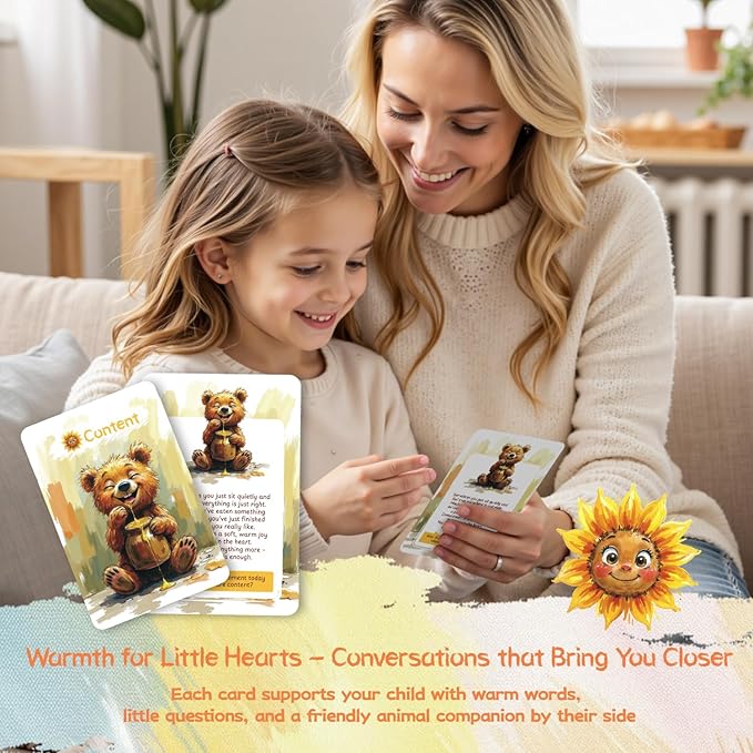 Emotion Cards for Kids – 50 Laminated Feelings & Calm-Down Cards for Classroom & Home, Soft-Touch Waterproof, Ages 3–12, SEL Tools with 60 Stickers & 6 Bracelets Stocking Stuffers