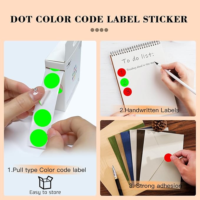 PARLAIM 2 Rolls 2000PCS 3/4" Round Circle Color-Code Dot Stickers,2 Color Style Colorful Coding Label Sticker for Home Office Classroom(Fluorescent Green+Red)