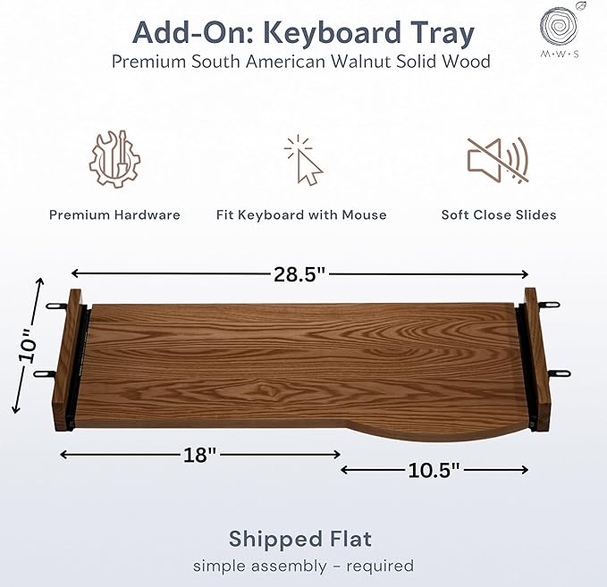 Standing Desk with Keyboard Tray – Walnut Solid Wood Desk, Natural Live Edge, Adjustable Height Dual Motor, Sit Stand for Home Office (Black, W48 x D27)