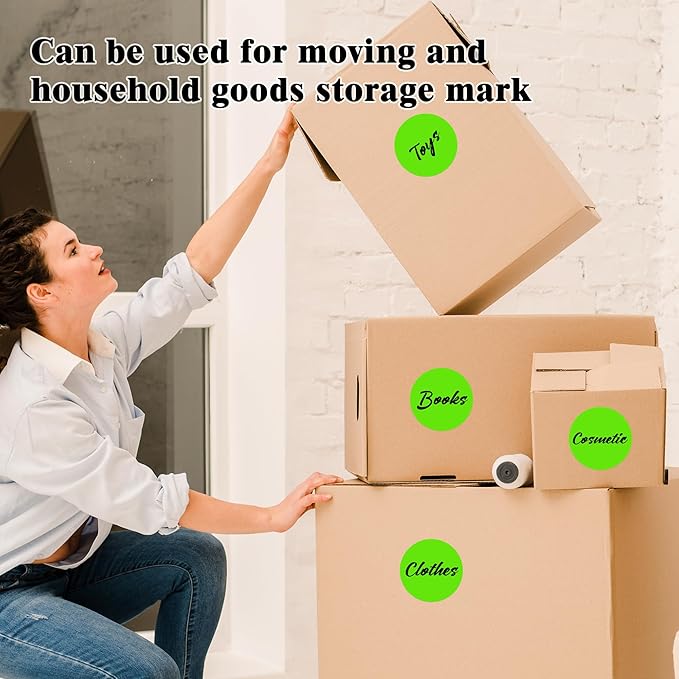 3 Inch Round Colored Dot Stickers, 2000 PCS, 4 Rolls in Dispenser Box - Light Green Circle Color Coding Labels Dot Labels for Office, Home, Inventory Organizing