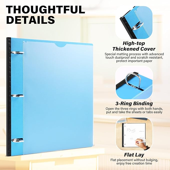 MAKHISTORY 1 Inch Telescoping 3 Ring Binder-4PCS, Flexible Binder with Customized Front Cover, Holds 225 Sheets, School Office Supplies, 4 Colors