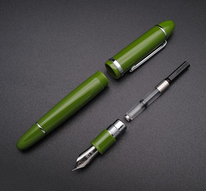 JINHAO X159 Fountain Pen (EF Nib 0.38mm, Avocado Green with Silvery Clip)