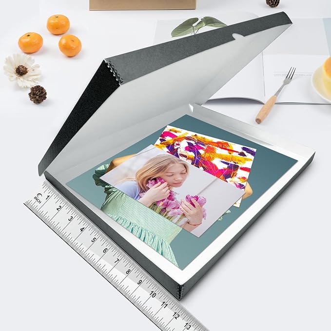 Lineco Archival Folio Storage Boxboard, Acid-Free with Metal Edges Boxboard, 11.5 X 14.5 X 1.75 Inches, Longevity Organize and Store Photos Documents Crafts Cards Magazines Prints DIY, Gray Exterior