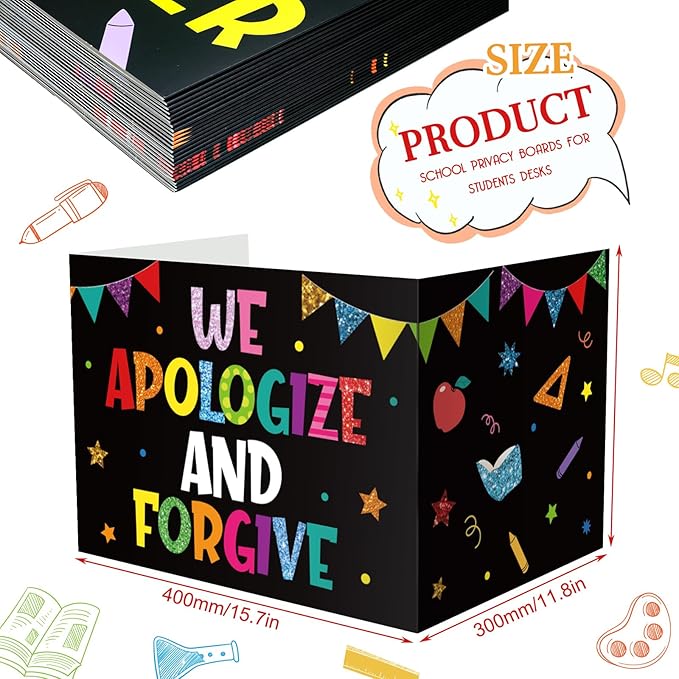 Honoson 24 Pcs Bulk Inspirational Privacy Folders for Students Cardboard Test Privacy Boards Motivational Words Desk Dividers Shield for Classroom School Study Supplies, 6 Styles (Unity)