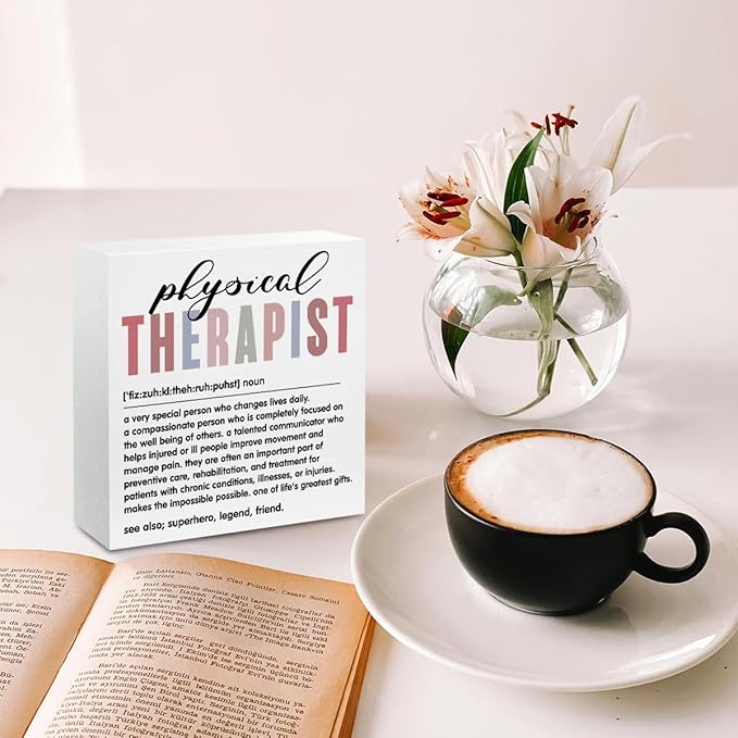 Physical Therapy Gifts, Physical Therapist Gifts Wood Box Sign, Appreciation Gifts PT Gifts for Doctor Therapist Coworker, Therapist Office Decor Living Room Desk Cubicle Table Shelf Decor