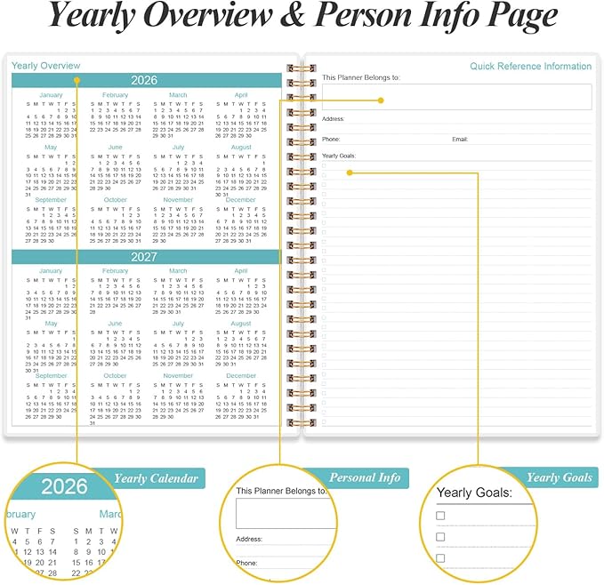 2026-2027 Planner - 18 Months Weekly & Monthly Planner from January 2026 - June 2027, Planners 2026-2027 with Elastic Closure, Inner Pocket, 8.5" x 11", Flower-C