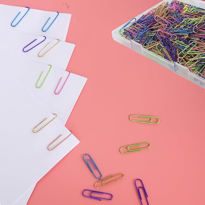 Ufmarine Large Paper Clips 2 inch, 240 Pcs Colored Paper Clips for Office