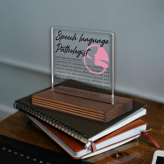 Speech Language Pathologist Gifts, Thank You Appreciation Gifts for SLP Week Graduation Birthday Christmas Communication Support Therapist Office Desk Decor Decorative Signs Plaque PA011