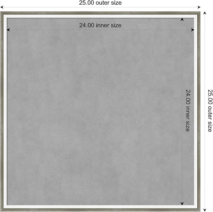 Amanti Art Silver Framed Magnetic Board 25x25 Medium Vision Board for use with Magnets, 100% Metal Sheet to Display Items as Office Decor or for Home Organization in mudroom, Kitchen or Kids Room
