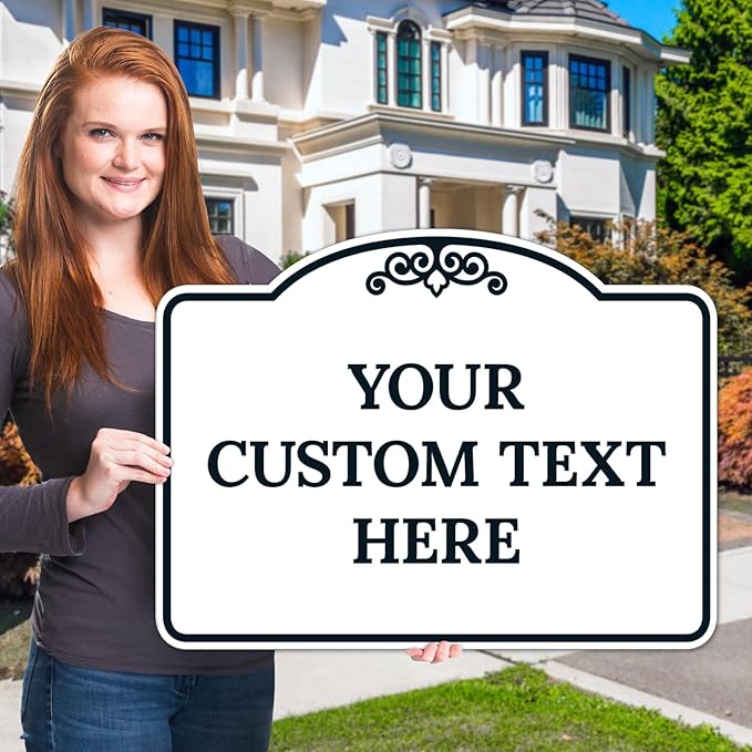Custom Decorative Sign, Personalized Metal Sign for Driveway, Home, Airbnb, Door Plaque,White Background Black Border Sign, 18x24 Inches, ACM, Fade Resistant, Made in USA by Sigo Signs