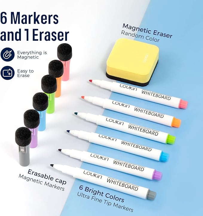 Loukin Dry Erase Calendar 4 Pack(Monthly+Weekly+Checklist+Mini Note), Electrostatic Adsorption Whiteboard Planners, Reusable Schedule for Office, Classroom, Refrigerator, 6Markers & 1Eraser Included