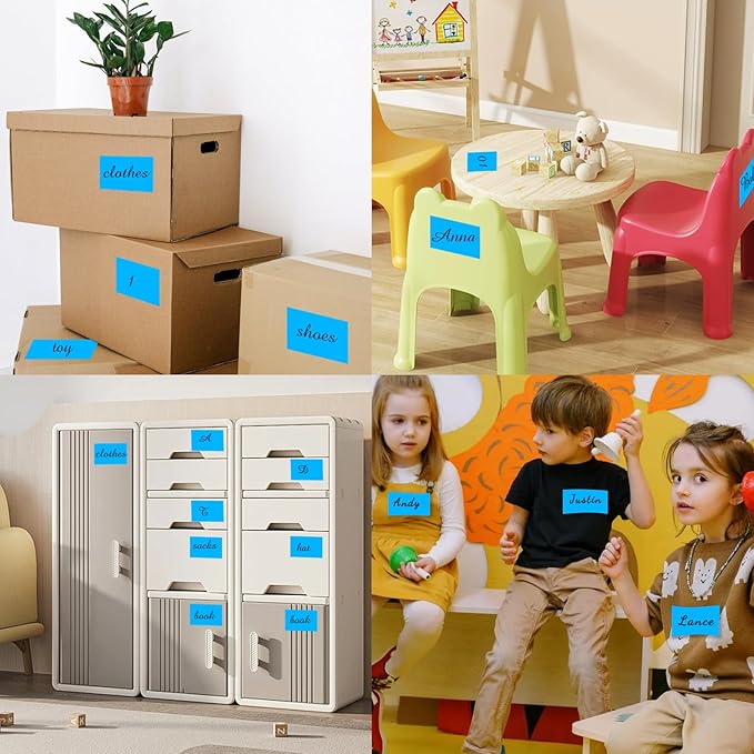 STARLIBOO 3"X5" Rectangle Colored Labels, Removable Moving Labels for Boxes, Permanent Warehouse Moving Stickers Square Label (250Labels, Blue)