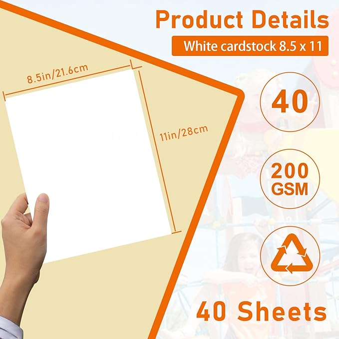 Guakicae 40 Sheets Bright White Cardstock 8.5 x 11 Printer Paper, 75lb Thick Craft Paper Card Stock for Wedding Invitations, Memus, DIY Making Cards, Business Cards, Menus, Birthday