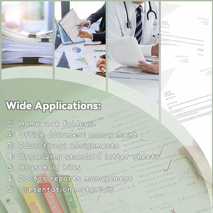 INDKOPVA Plastic Report Covers,20Pcs File Folders Letter A4 Sheet Size, Clear Front Report Covers for Documents Presentation Office School Home Organizer Binder (Plain Color, 20PCS）