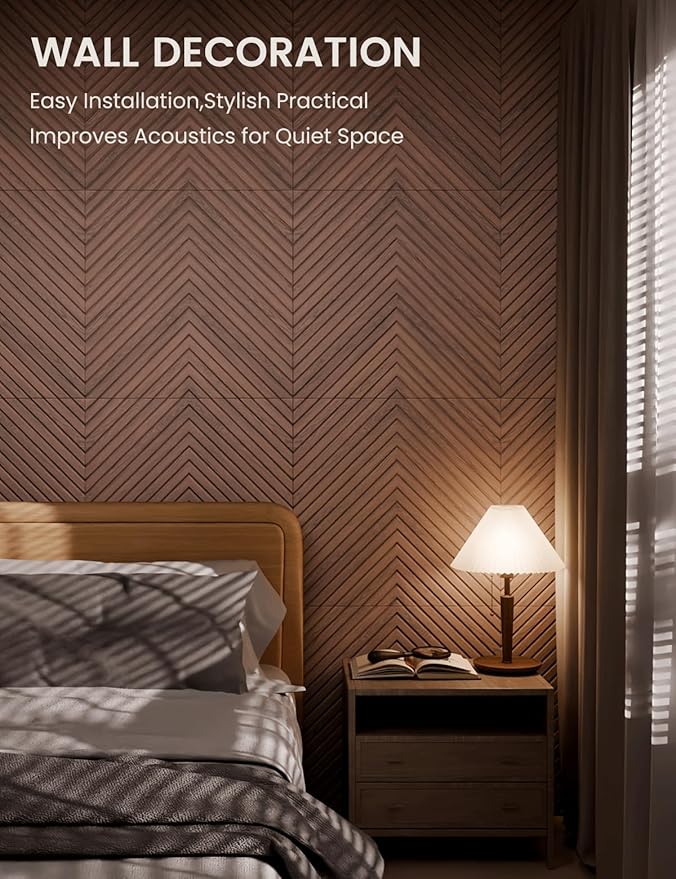 Fluxynara Large Felt Bulletin Board,Cork Board Alternative 70.87'' x 47.24'' Art Acoustical Wall Panels-6 Pack with 60 Adhesive Tabs,for Recording Studio/Home Offices-Walnut/Pyramid