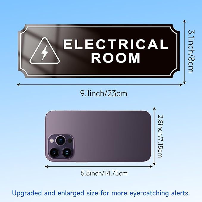 Electrical Room Door Sign for Business，Self-Adhesive Durable Modern Electrical Closet Room Sticker for Home, UV and Weather Resistant Authorized Personnel Only Signs for Business ，Workplace