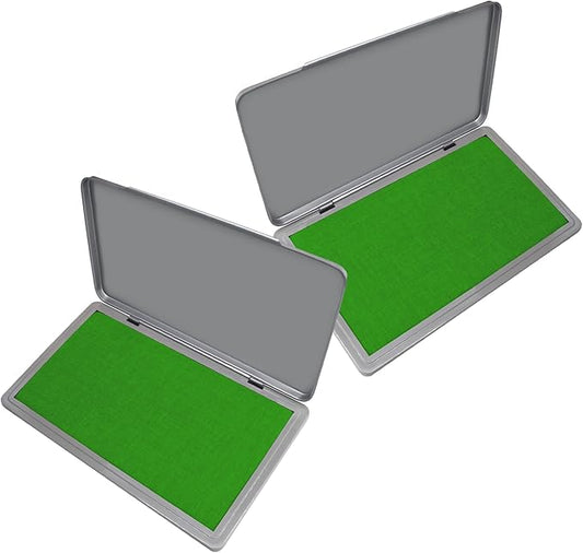 2 Pack Metal Case Stamp Pad Large Size, Green Color - Size: 3" x 6" - Choose from 15 Ink Colors