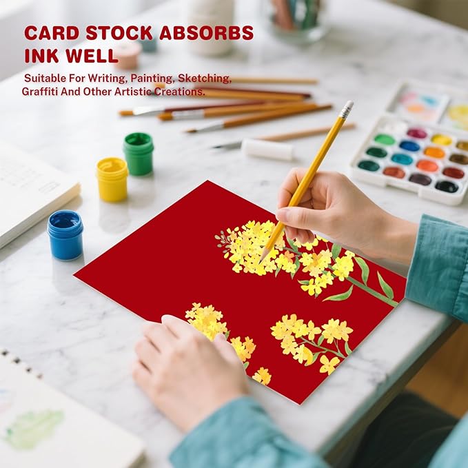Cardstock 8.5 X 11, 40 Sheets Christmas Red Card Stock, 75lb/ 200gsm Copy Paper, Cardstock Printer Paper for Art, Drawing, Invitations, DIY Cards, Craft, Construction, School & Office Supplie