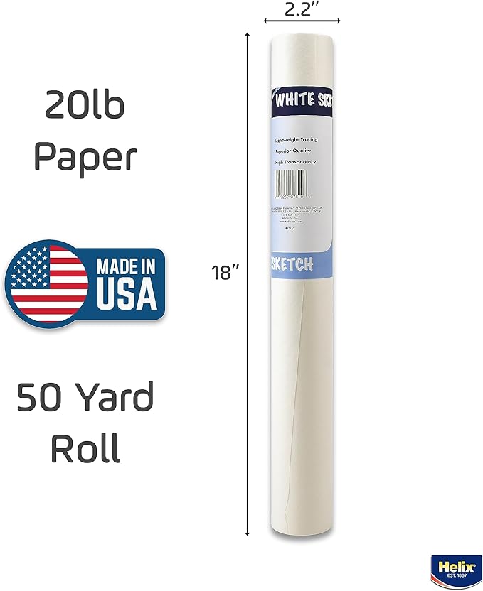 Helix - Sketch & Tracing Paper Roll - 18 Inch by 50 Yards - Transparent