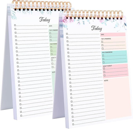 Thboxes 2 Packs To Do List Notepad, 104 Pages To Do List Notebook A5 Undated Daily Planner Notepad with Task Checklist Home Office School Supplies