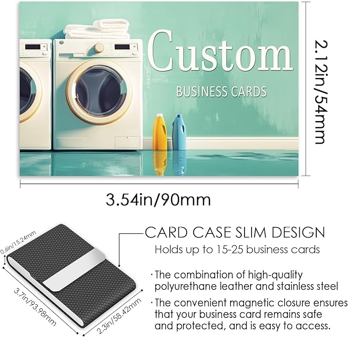 Custom Business Cards - Customizable Logo/Text/QR Code, 300gsm Matte Paper Front & Back Sides Printed, for Home Repair, Home Improvement, Laundry