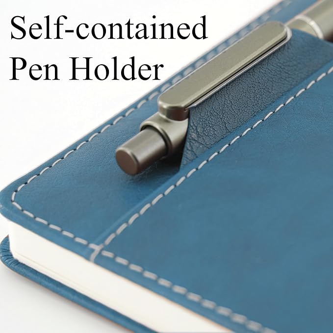 SLFreMint Premium Hardcover Notebook with Pen and Pen Holder Clip, Card Pockets, 240 Pages, College Ruled, 80GSM, Leather Note Book for Work, Study, Diary and Other Scenarios, Suitable Journal for Both Men and Women